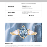 2.07ct Untreated Fantasy Cut Montana Sapphire and Diamond  Antique Milgrain Three Stone Low Profile Ring in 14k Yellow Gold