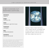 2.18CT CUSHION CUT MONTANA SAPPHIRE, OPALESCENT LIGHT MINT GREEN, 6.73X6.47X5.35MM
