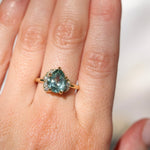 3.34ct  Untreated Pear Montana Sapphire and Diamond Asymmetrical Cluster Ring in 18k Yellow Gold