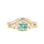 1.21ct Unheated Teal Seafoam Green Montana Sapphire and Diamond Starry Night Low Profile Solitaire in 18k Yellow Gold