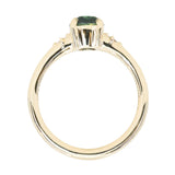 1.07ct Round Deep Teal Blue Montana Sapphire and Princess Cut Diamond Rapids Low Profile Ring in 14k Yellow Gold