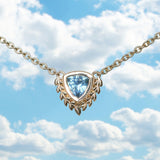 1.19ct Untreated Trillion Blue Montana Sapphire Vine Frame Necklace in 14k Yellow Gold