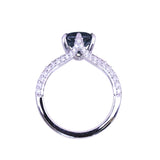 2.12ct Blue Montana Sapphire Diamond-Studded Tapered Solitaire in 14k White Gold