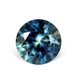 1.52CT ROUND PRECISION CUT MONTANA SAPPHIRE, PARTI BLUE TEAL, 6.8X4.5MM