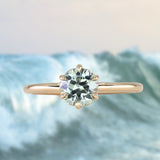 1.05ct Round Precision Cut Light Blue Montana Sapphire Lotus Solitaire in 14k Yellow Gold