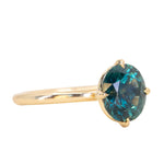 2.25ct Precision Cut Teal Montana Sapphire Four Prong Compass Set Solitaire in 18k Yellow Gold