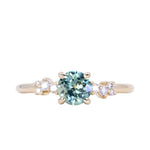 0.99ct Light Blue Green Parti Montana Sapphire and Diamond Starry Night Low Profile Solitaire in 14k Yellow Gold