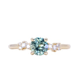 0.99ct Light Blue Green Parti Montana Sapphire and Diamond Starry Night Low Profile Solitaire in 14k Yellow Gold