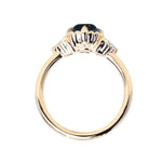 1.57ct Old Mine Cut Montana Sapphire and Diamond Antique Style Compass Set Low Profile Ring in 14k Yellow Gold