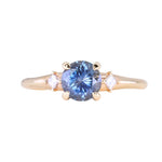 1.28ct Round Untreated Color Shifting Montana Sapphire and Princess Cut Diamond Rapids Low Profile Ring in 14k Yellow Gold