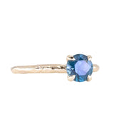 1.21ct Round Blue Precision Cut Montana Sapphire Evergreen Carved 4 Prong Solitaire in 14k Yellow Gold