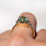 3.34ct  Untreated Pear Montana Sapphire and Diamond Asymmetrical Cluster Ring in 18k Yellow Gold