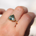 3.34ct  Untreated Pear Montana Sapphire and Diamond Asymmetrical Cluster Ring in 18k Yellow Gold