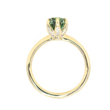 2.07ct Precision Cut Untreated Teal Oval Montana Sapphire Diamond-studded Sea Star Solitaire in 18k Yellow Gold