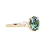 1.64ct Teal Blue Oval Montana Sapphire and Diamond Starry Night Stackable Solitaire in 14k Yellow Gold