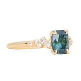 1.34ct Radiant Cut Teal Blue Montana Sapphire and Diamond Starry Night Stackable Solitaire in 14k Yellow Gold