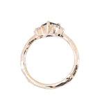 0.78ct Teal Montana Sapphire and Genuine Antique Diamond Mountainscape Ring in 14k Evergreen Carved Yellow Gold