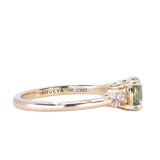 0.99ct Light Blue Green Parti Montana Sapphire and Diamond Starry Night Low Profile Solitaire in 14k Yellow Gold