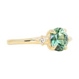 1.41ct Oval Teal Parti Montana Sapphire and Princess Cut Diamond Rapids Low Profile Ring in 18k Yellow Gold