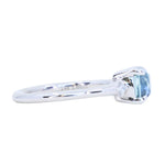 1.66ct Untreated Old Mine Cut Montana Sapphire and Princess Cut Diamond Rapids Low Profile Ring in 14k White Gold