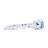 1.66ct Untreated Old Mine Cut Montana Sapphire and Princess Cut Diamond Rapids Low Profile Ring in 14k White Gold