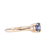 1.28ct Round Untreated Color Shifting Montana Sapphire and Princess Cut Diamond Rapids Low Profile Ring in 14k Yellow Gold