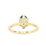 2.07ct Precision Cut Untreated Teal Oval Montana Sapphire Diamond-studded Sea Star Solitaire in 18k Yellow Gold