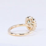 1.99ct "Old Mine Cushion" cut Silky Light Green Montana Sapphire Antique-Style Diamond Halo Ring in 14k Yellow Gold