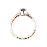 1.28ct Round Untreated Color Shifting Montana Sapphire and Princess Cut Diamond Rapids Low Profile Ring in 14k Yellow Gold