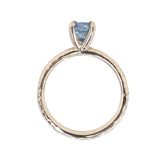 1.35ct Oval Medium Teal Blue Montana Sapphire Evergreen Carved 4 Prong Solitaire in 14k Yellow Gold