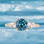 1.35ct Round Blue and Montana Sapphire and Diamond Starry Night Low Profile Solitaire in 14k Yellow Gold