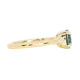 1.41ct Oval Teal Parti Montana Sapphire and Princess Cut Diamond Rapids Low Profile Ring in 18k Yellow Gold
