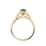 1.64ct Teal Blue Oval Montana Sapphire and Diamond Starry Night Stackable Solitaire in 14k Yellow Gold
