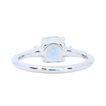 1.66ct Untreated Old Mine Cut Montana Sapphire and Princess Cut Diamond Rapids Low Profile Ring in 14k White Gold