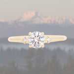 0.78ct Untreated Light Pink Montana Sapphire and Princess Cut Diamond Rapids Low Profile Ring in 14k Yellow Gold