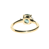 1.62ct Round Teal Green Montana Sapphire and Princess Cut Diamond Rapids Low Profile Ring in 18k Yellow Gold