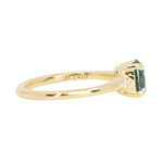 1.41ct Oval Teal Parti Montana Sapphire and Princess Cut Diamond Rapids Low Profile Ring in 18k Yellow Gold