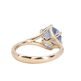 3.10ct Round Cornflower Blue Montana Sapphire Low Profile Six Prong Split Shank Solitaire in 14k Yellow Gold