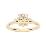 1.64ct Teal Blue Oval Montana Sapphire and Diamond Starry Night Stackable Solitaire in 14k Yellow Gold