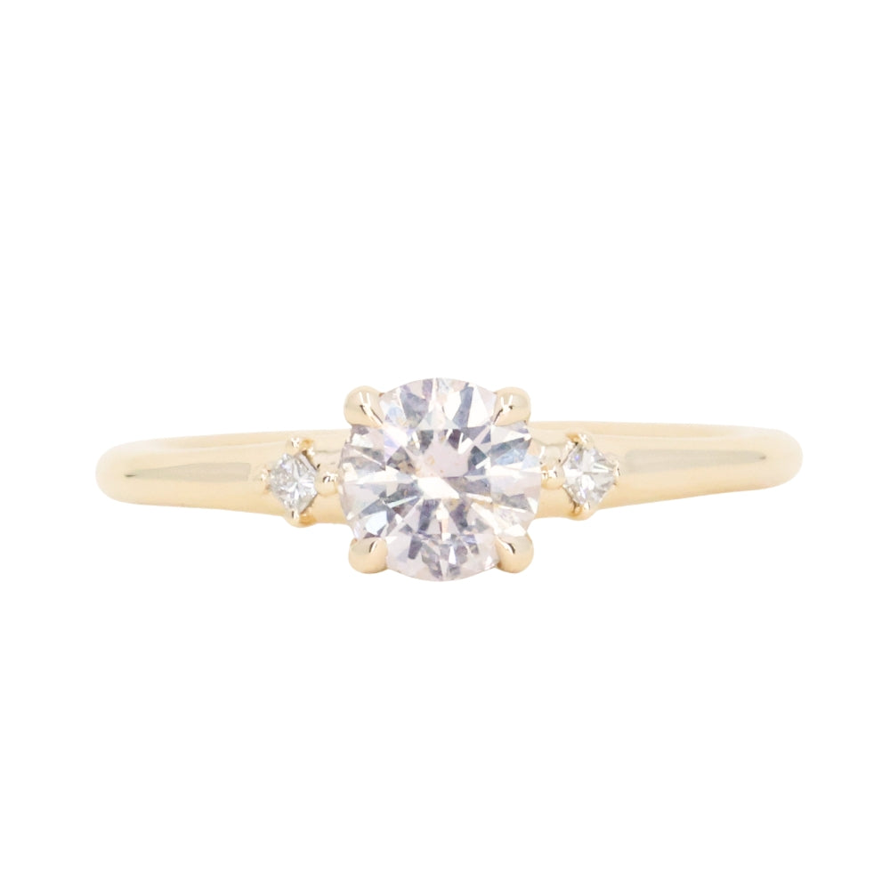 0.78ct Untreated Light Pink Montana Sapphire and Princess Cut Diamond Rapids Low Profile Ring in 14k Yellow Gold