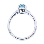 1.66ct Untreated Old Mine Cut Montana Sapphire and Princess Cut Diamond Rapids Low Profile Ring in 14k White Gold