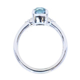 1.66ct Untreated Old Mine Cut Montana Sapphire and Princess Cut Diamond Rapids Low Profile Ring in 14k White Gold