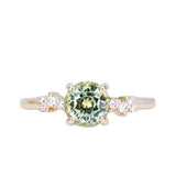 1.43ct Round Light Spring Green Montana Sapphire and Diamond Starry Night Low Profile Solitaire in 18k Yellow Gold