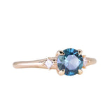 1.14ct Round Deep Blue Montana Sapphire and Princess Cut Diamond Rapids Low Profile Ring in 14k Yellow Gold