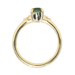 1.41ct Oval Teal Parti Montana Sapphire and Princess Cut Diamond Rapids Low Profile Ring in 18k Yellow Gold