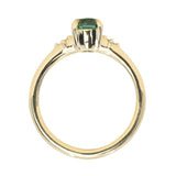 1.41ct Oval Teal Parti Montana Sapphire and Princess Cut Diamond Rapids Low Profile Ring in 18k Yellow Gold