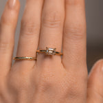 1.05ct Emerald Cut Champagne Diamond East-West 4 Prong Solitaire in 14k Yellow Gold