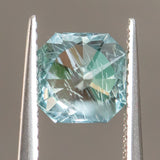 2.38CT SQUARE RADIANT MONTANA SAPPHIRE, MINTY TEAL BLUE GREEN, 6.71X6.74X5.82MM