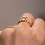 1.05ct Emerald Cut Champagne Diamond East-West 4 Prong Solitaire in 14k Yellow Gold