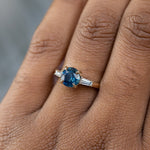 Three Stone Ring with Tapered Baguette Diamonds - Setting